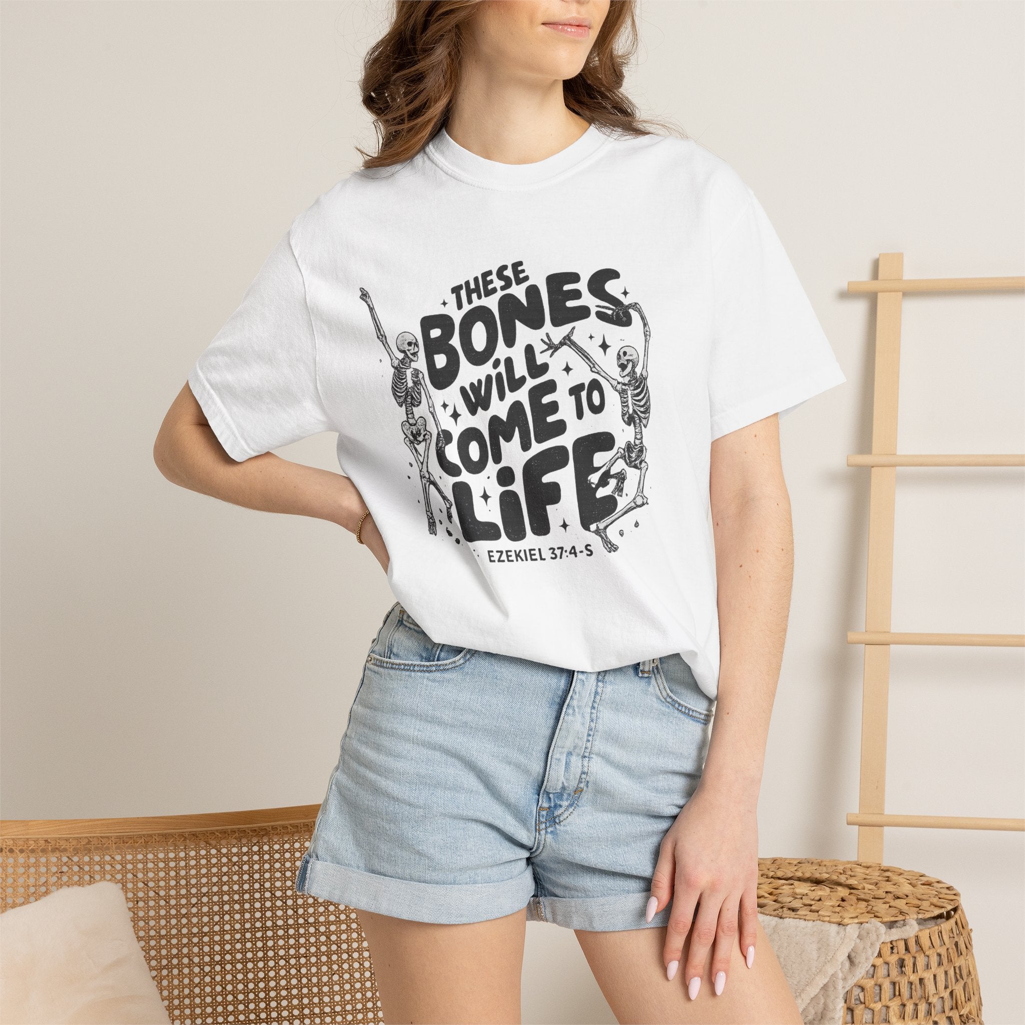These Bones Will Come to Life T-Shirt — Inspirational Christian Graphic Tee (Ezekiel 37:4-5)